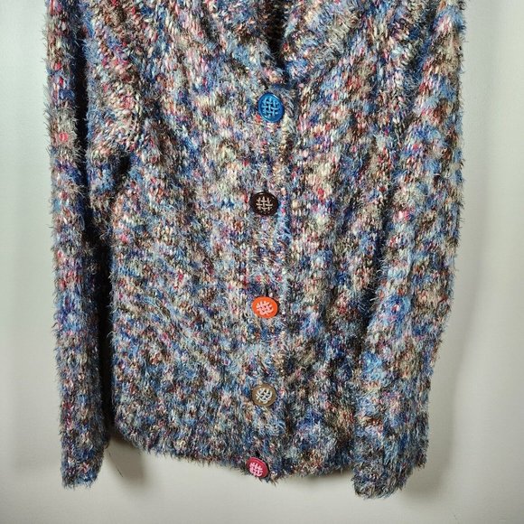 Vintage Colour Works Cardigan Sweater Womens M Multicolor Mohair Space Dye Y2K - Picture 3 of 13